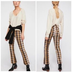 Free People Plaid Stretch Pull On Wide Crop Leg Pants Fall
Mustard Wine 12